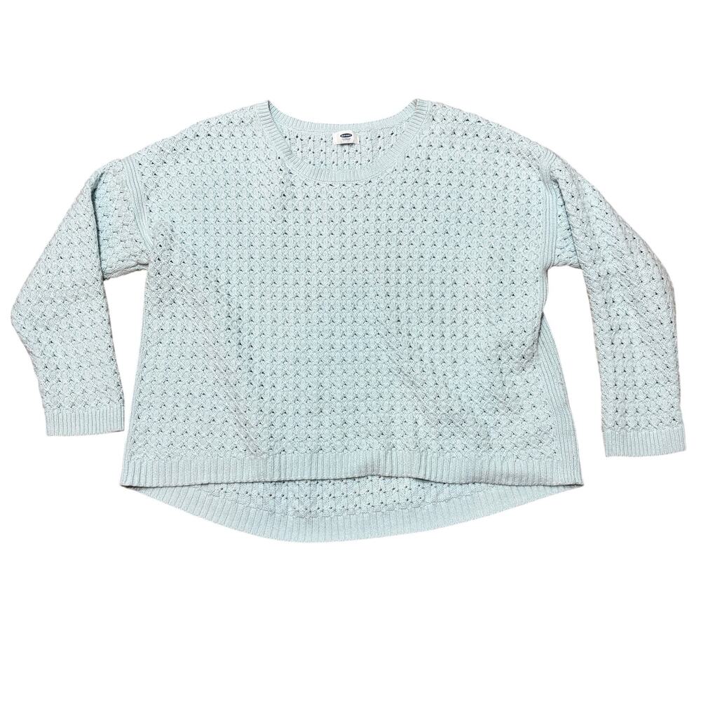 Old Navy Popcorn Stitch Sweater Women's XXL Cotton Blend Pullover Light Blue